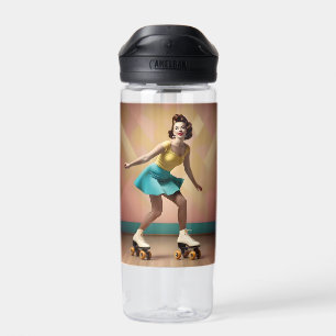 "Groovy Glide: Retro Rhythms on Skate Wheels" Water Bottle