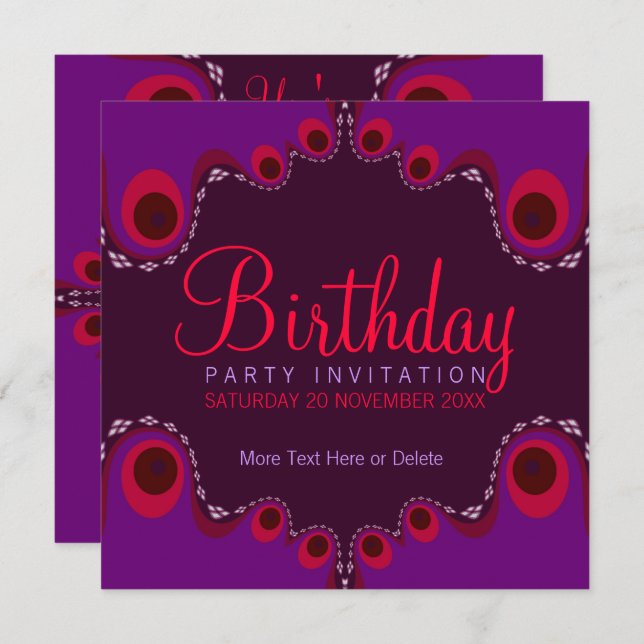 Groovy Goddess Birthday Party Invitation (Front/Back)