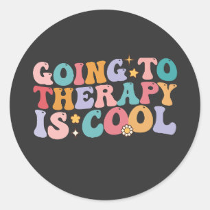 Groovy Going To Therapy Is Good Retro Classic Round Sticker