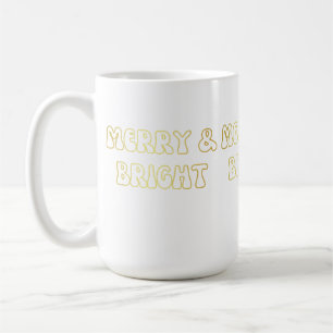 Groovy Gold Text Merry & Bright Christmas Women’s Coffee Mug