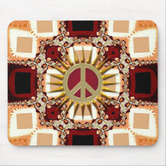 Groovy Golden Peace Sign Abstract Mousepad