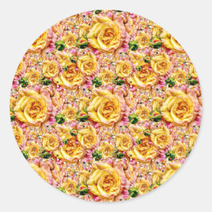 Groovy Golden Rose Opulence: Classic Round Sticker