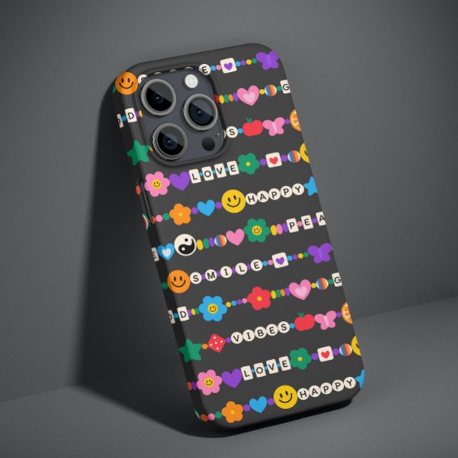 Groovy Good Vibes Love Smile Retro Beads Case-Mate iPhone Case (Creator Uploaded)