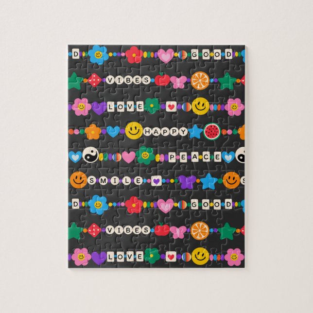 Groovy Good Vibes Love Smile Retro Beads Jigsaw Puzzle (Vertical)