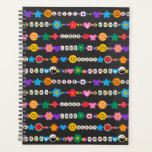Groovy Good Vibes Love Smile Retro Beads Planner<br><div class="desc">Groovy Good Vibes Love Smile Retro Beads Planners features a variety of friendship beads with text such as love, peace, happy, smile, good vibes and accented with flowers, butterflies, hearts, stars, yin and yang signs in bright colours. Perfect gifts for Christmas, birthday, best friends, sisters and more. Designed by ©Evco...</div>