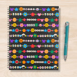 Groovy Good Vibes Love Smile Retro Beads Planner<br><div class="desc">Groovy Good Vibes Love Smile Retro Beads Planners features a variety of friendship beads with text such as love, peace, happy, smile, good vibes and accented with flowers, butterflies, hearts, stars, yin and yang signs in bright colours. Perfect gifts for Christmas, birthday, best friends, sisters and more. Designed by ©Evco...</div>