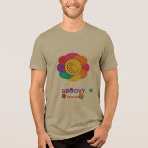 Groovy Good Vibes Retro Flower T-Shirt Tri-Blend Shirt