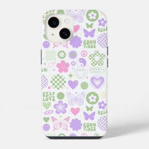 Groovy Good Vibes Y2K Butterfly Modern Girl iPhone 14 Case