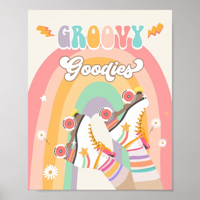Groovy Goodies Roller Skate Skating Retro Poster (Front)