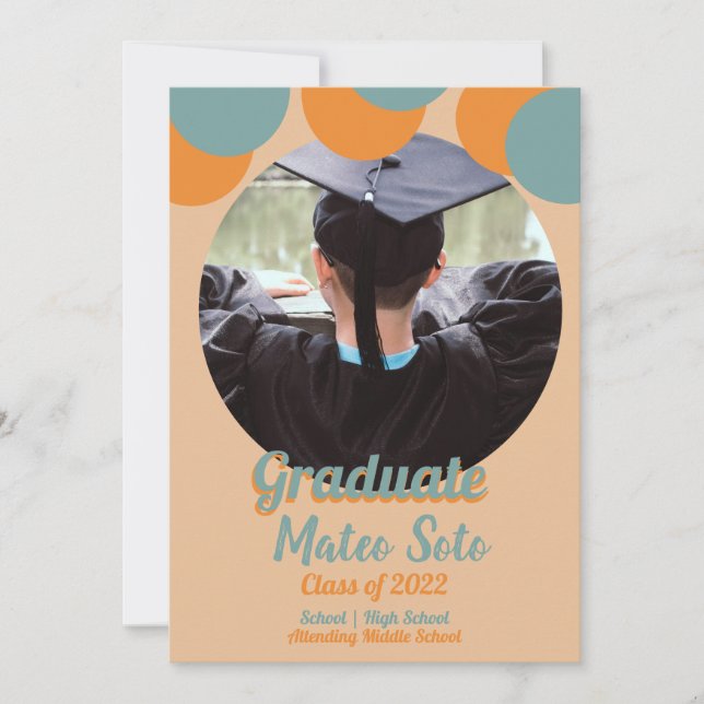 Groovy Graduation Dots Photo Announcement (Front)