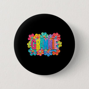 Groovy Grammie Clay Style Colourful Floral Design 6 Cm Round Badge