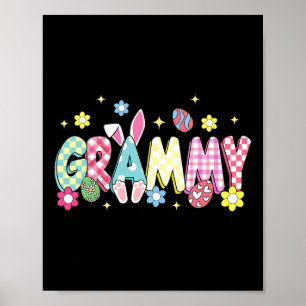 Groovy Grammy Easter Eggs Flower Bunny Ear Easter Poster