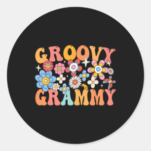 Groovy Grammy Mothers Day Colourful Flowers Matchi Classic Round Sticker