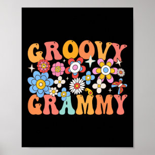 Groovy Grammy Mothers Day Colourful Flowers Matchi Poster