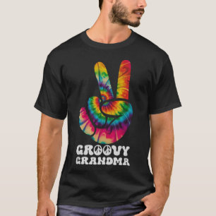 Groovy Grandma Hand Peace Sign Hippie Tie Dye T-Shirt