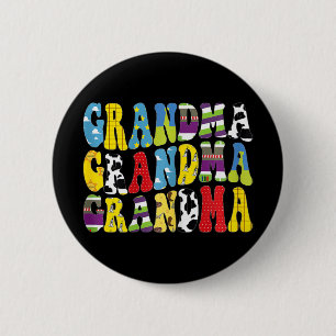 Groovy Grandma Matching Family Birthday Mother#39; 6 Cm Round Badge