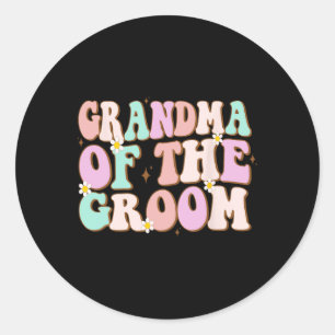 Groovy Grandma Of The Groom Wedding Shower Grandma Classic Round Sticker