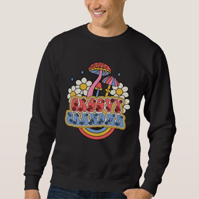 Groovy Grandma Retro Colorful Flowers  Mother's Da Sweatshirt (Front)