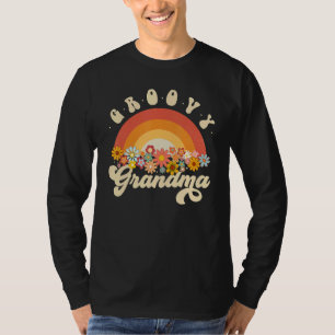 Groovy Grandma Retro Rainbow Colorful Flowers Desi T-Shirt
