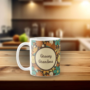 Groovy Grandma Vintage Sixties Flower Power, Brown Coffee Mug