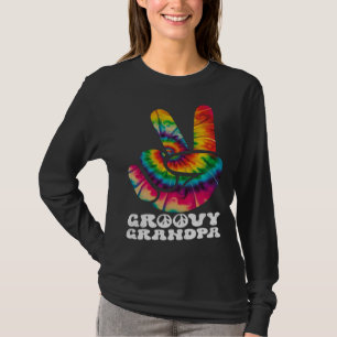 Groovy Grandpa Hand Peace Sign Hippie Tie Dye T-Shirt