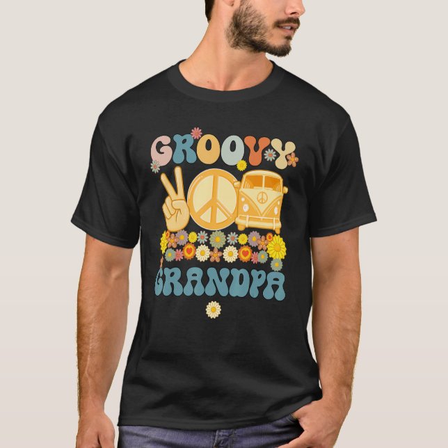 Groovy Grandpa Retro Matching Family Baby Shower F T-Shirt (Front)