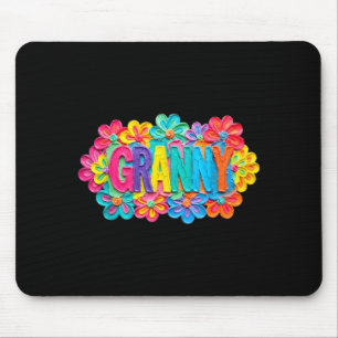 Groovy granny clay style colourful floral design mouse pad