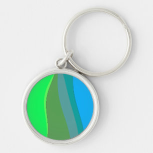 Groovy Green And Blue Abstract Art 305 Key Ring