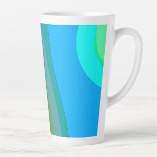 Groovy Green And Blue Abstract Art 305 Latte Mug
