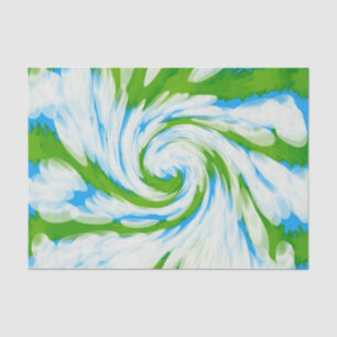 Groovy Green Blue Tie Dye Swirl Tissue Paper