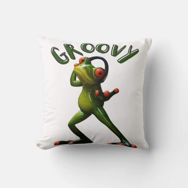 Groovy Green Frog Cushion (Front)