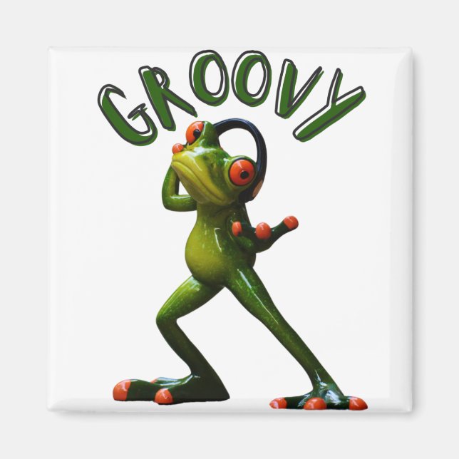 Groovy Green Frog Magnet (Front)