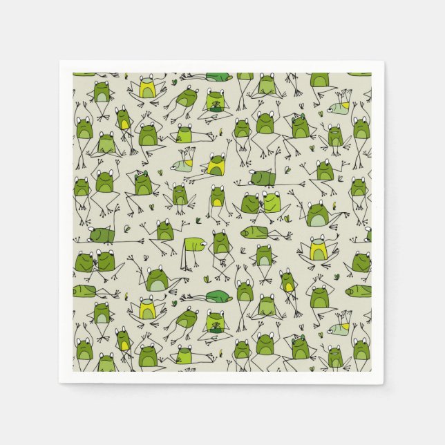 Groovy Green Frogs Hoppin Stick Frog Ribbit Napkin (Front)