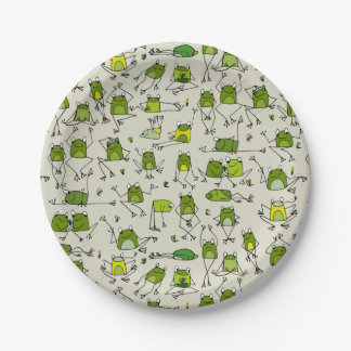 Groovy Green Frogs Hoppin Stick Frog Ribbit Paper Plate