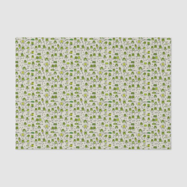 Groovy Green Frogs Hoppin Stick Frog Ribbit Tissue Paper (Front)