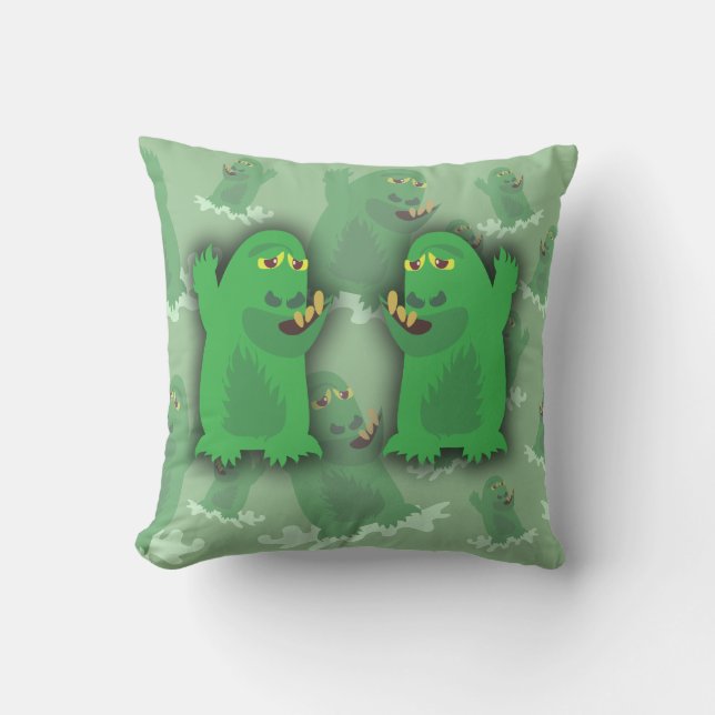 Groovy Green Monster Pals Cushion (Front)
