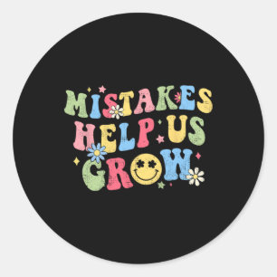 Groovy Growth Mindset Positive Retro Teachers Back Classic Round Sticker