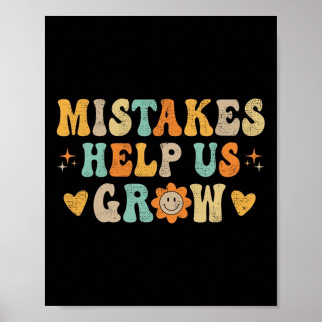 Groovy Growth Mindset Positive Retro Teachers Back Poster (Front)