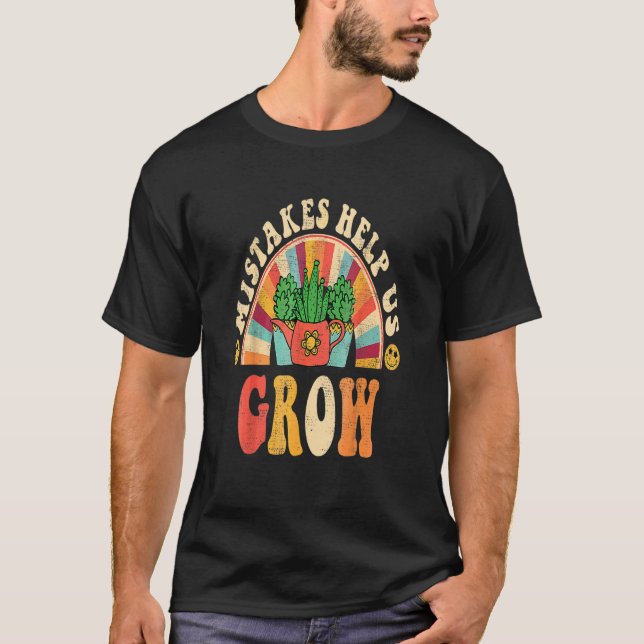 Groovy Growth Mindset Positive Retro Teachers Back T-Shirt (Front)