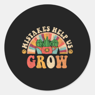 Groovy Growth Mindset Positive Retro Teachers Byck Classic Round Sticker