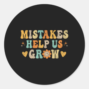 Groovy Growth Mindset Positive Retro Teachers Byck Classic Round Sticker