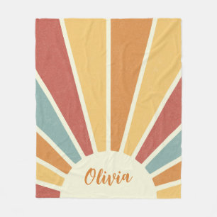 Groovy grunge retro style sunshine design fleece blanket