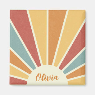 Groovy grunge retro style sunshine design magnet