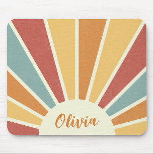 Groovy grunge retro style sunshine design mouse pad