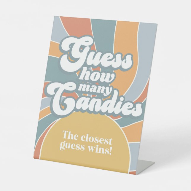 Groovy Guess How Many Candies Retro Shower Game Pedestal Sign (Front)