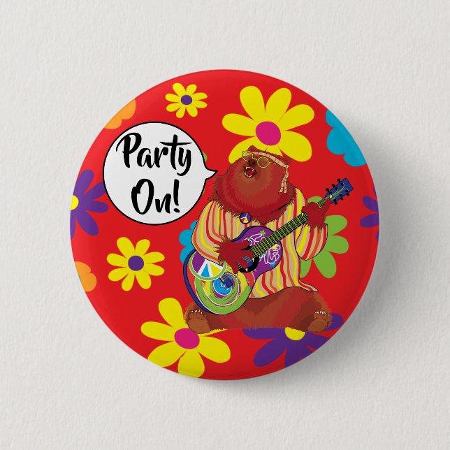 Groovy Guitar Bear Button (Front)