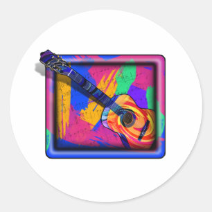 GROOVY GUITAR CLASSIC ROUND STICKER