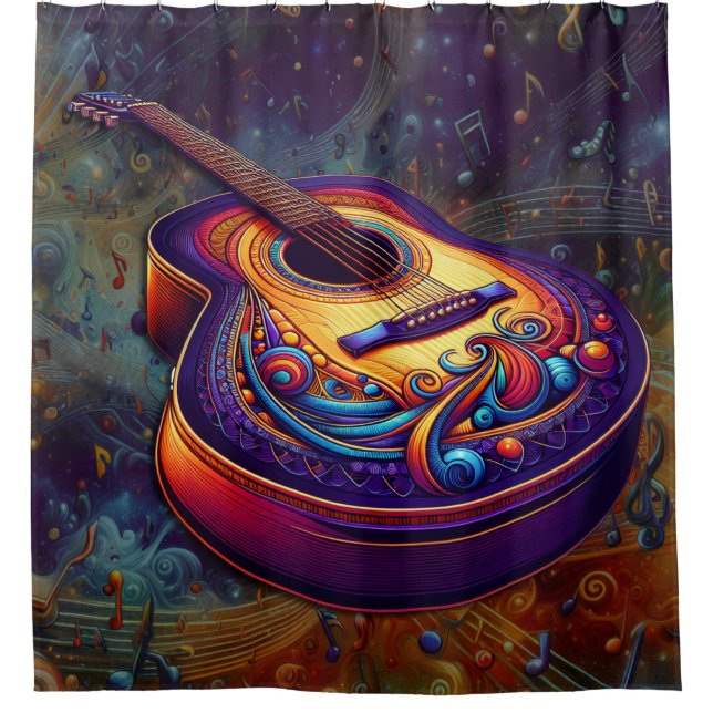 Groovy Guitar Shower Curtain (Front)
