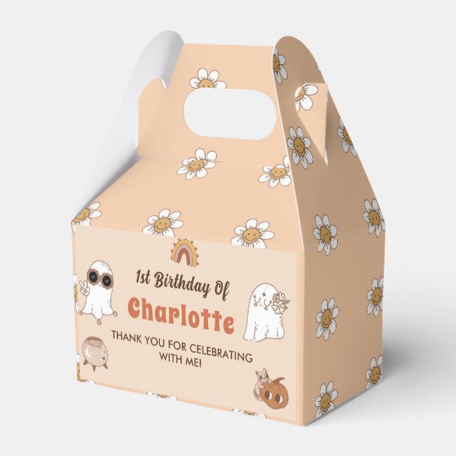 Groovy Halloween Birthday Cute Ghost  Party  Favour Box (Front Side)