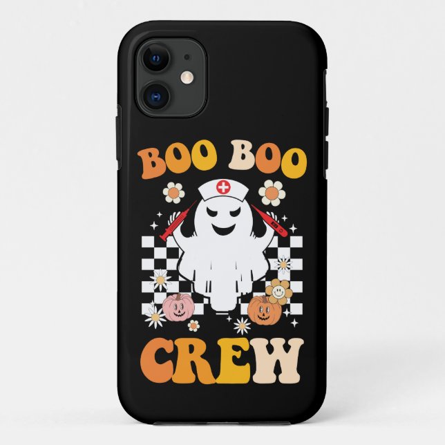 Groovy Halloween Boo Boo Crew Nurse Ghost Case-Mate iPhone Case (Back)
